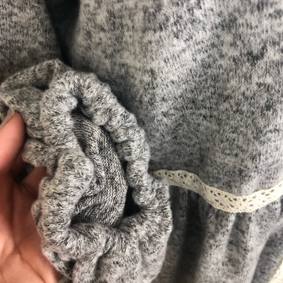 🏹 Boho Heather Grey & Cream Lacy Layering Kimono - Picture 11 of 13